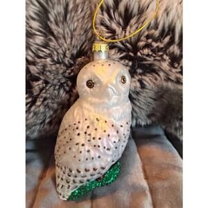 Great White Owl 4.75" Glass Christmas Ornament‎